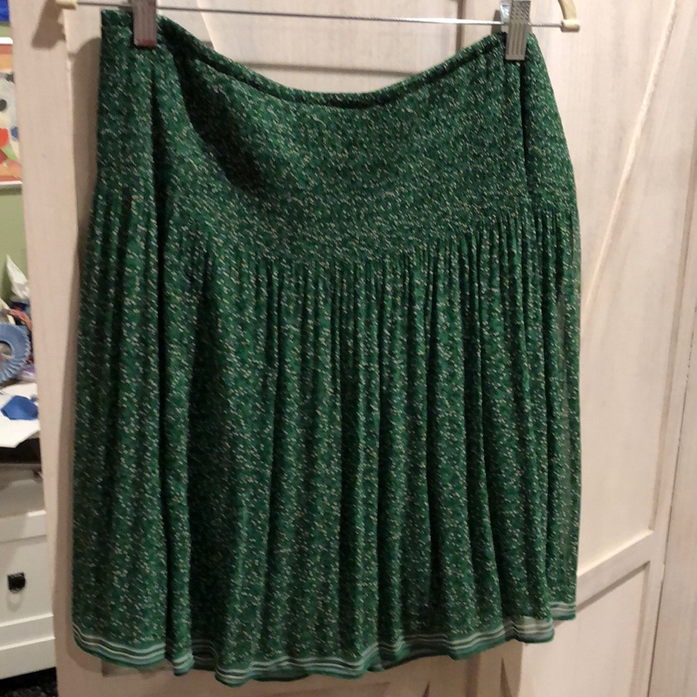Max Studio Ditsy print chiffon flowy shirred waist skirt/green/size xl
